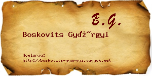 Boskovits Györgyi névjegykártya